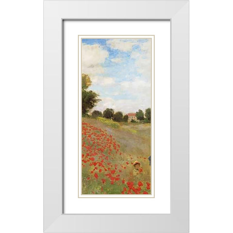 Field Of Poppies (Les Coquelicots) 1873 (center) White Modern Wood Framed Art Print with Double Matting by Monet, Claude