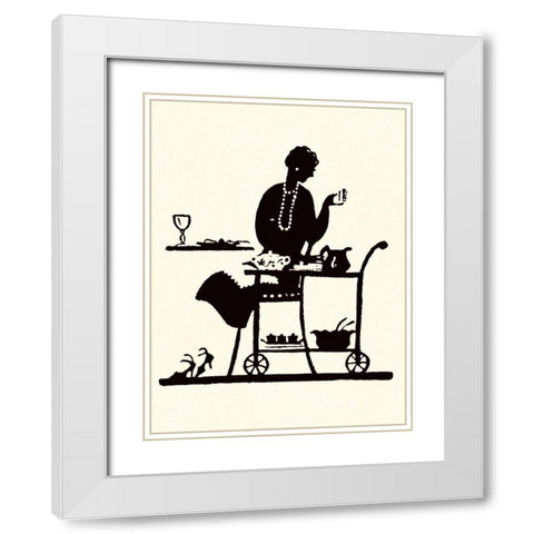 Homemaker Takes Items From a Serving Cart White Modern Wood Framed Art Print with Double Matting by Parrish, Maxfield