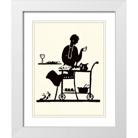 Homemaker Takes Items From a Serving Cart White Modern Wood Framed Art Print with Double Matting by Parrish, Maxfield