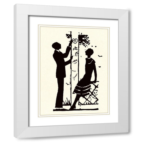 Suitor Pulls a Heart From a Trellis White Modern Wood Framed Art Print with Double Matting by Parrish, Maxfield