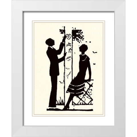 Suitor Pulls a Heart From a Trellis White Modern Wood Framed Art Print with Double Matting by Parrish, Maxfield
