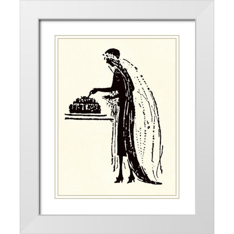 Bride Cuts Her Wedding Cake White Modern Wood Framed Art Print with Double Matting by Parrish, Maxfield