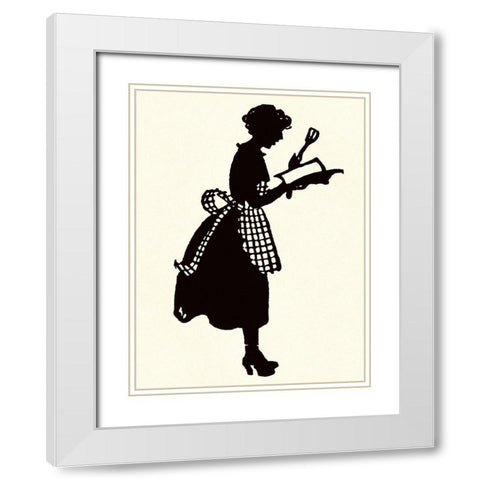 Homemaker Reads a Recipe Book White Modern Wood Framed Art Print with Double Matting by Parrish, Maxfield
