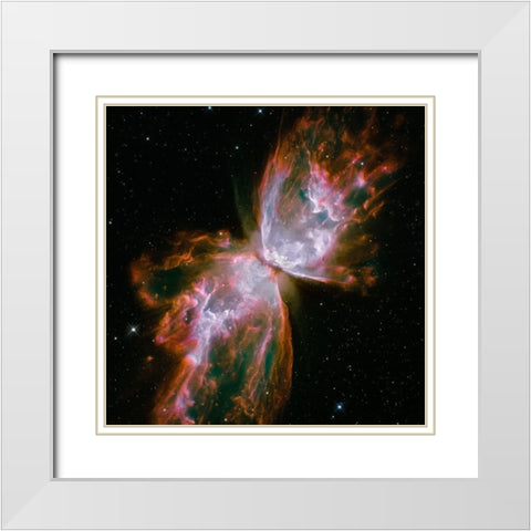 Butterfly Nebula (square) White Modern Wood Framed Art Print with Double Matting by NASA