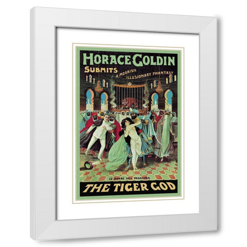 Magicians: Horace Goldin, Magician: The Tiger God White Modern Wood Framed Art Print with Double Matting by Strobridge