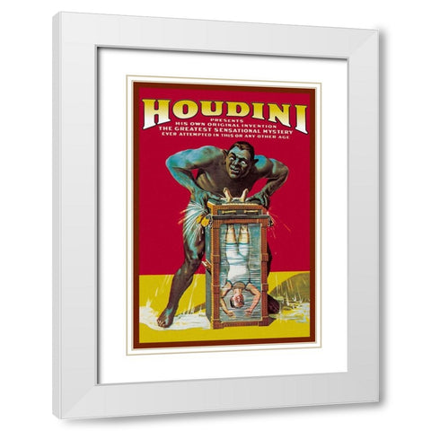 Magicians: Houdini White Modern Wood Framed Art Print with Double Matting by Strobridge