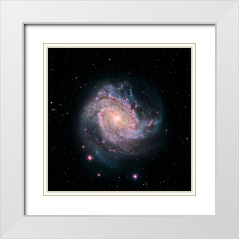 M83 - Spiral Galaxy - Hubble-Magellan Composite White Modern Wood Framed Art Print with Double Matting by NASA
