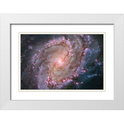 M83 - Spiral Galaxy White Modern Wood Framed Art Print with Double Matting by NASA
