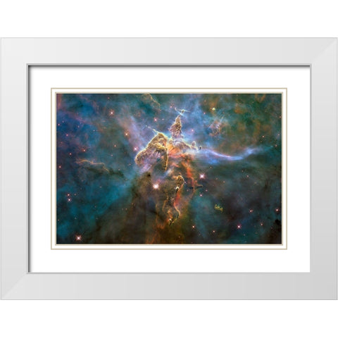 Mystic Mountain in the Carina Nebula White Modern Wood Framed Art Print with Double Matting by NASA