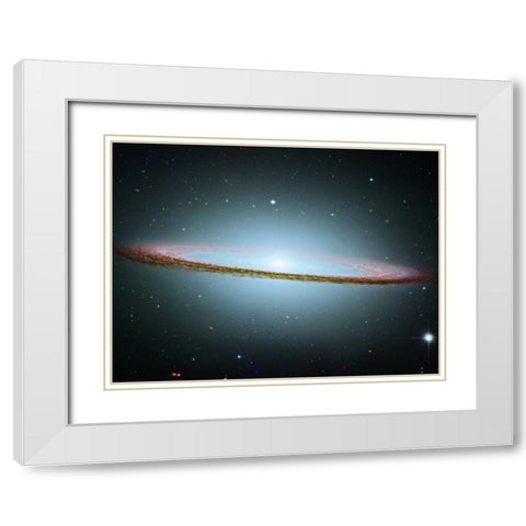 M104 - The Sombrero Galaxy - Colored with Infrared Data White Modern Wood Framed Art Print with Double Matting by NASA