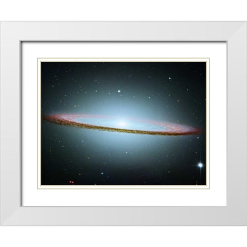 M104 - The Sombrero Galaxy - Colored with Infrared Data White Modern Wood Framed Art Print with Double Matting by NASA