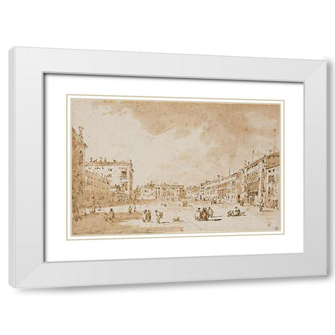 View of Campo San Polo, Venice, ca. 1790 White Modern Wood Framed Art Print with Double Matting by Guardi, Francesco