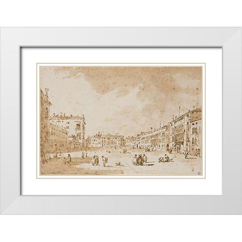 View of Campo San Polo, Venice, ca. 1790 White Modern Wood Framed Art Print with Double Matting by Guardi, Francesco