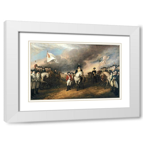 Surrender of Lord Cornwallis White Modern Wood Framed Art Print with Double Matting by Trumbull, John