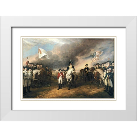 Surrender of Lord Cornwallis White Modern Wood Framed Art Print with Double Matting by Trumbull, John