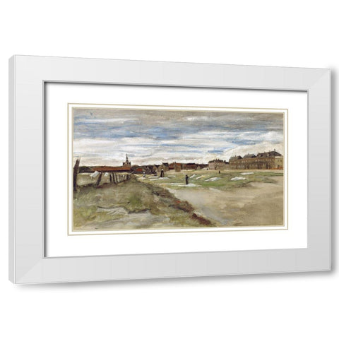 Bleachery at Scheveningen White Modern Wood Framed Art Print with Double Matting by Van Gogh, Vincent