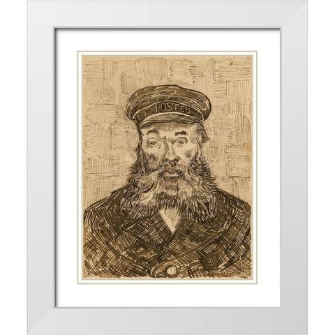 Portrait of Joseph-Étienne Roulin White Modern Wood Framed Art Print with Double Matting by Van Gogh, Vincent