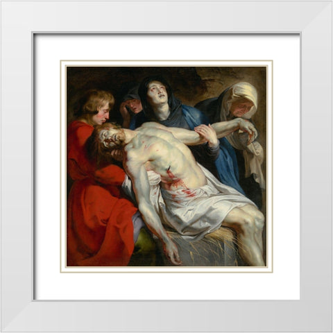 The Entombment White Modern Wood Framed Art Print with Double Matting by Rubens, Peter Paul