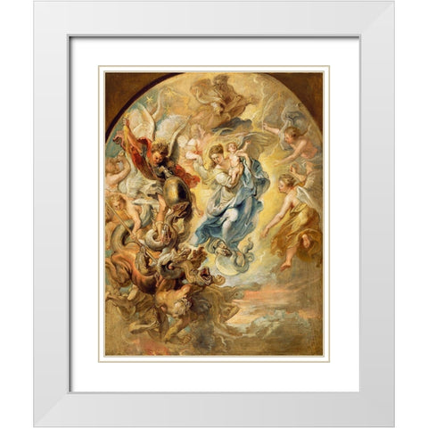 The Virgin as the Woman of the Apocalypse White Modern Wood Framed Art Print with Double Matting by Rubens, Peter Paul