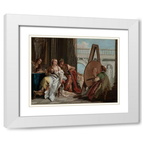 Alexander the Great and Campaspe in the Studio of Apelles White Modern Wood Framed Art Print with Double Matting by Tiepolo, Giovanni Battista