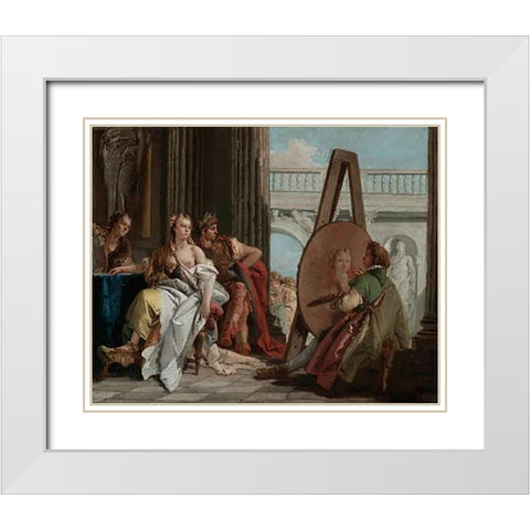 Alexander the Great and Campaspe in the Studio of Apelles White Modern Wood Framed Art Print with Double Matting by Tiepolo, Giovanni Battista