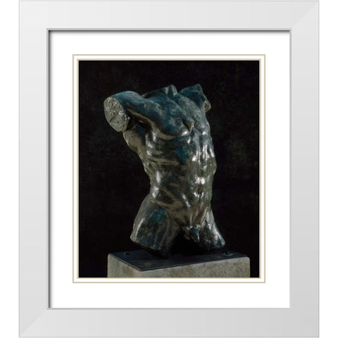 Marsyas - Torso of The Falling Man, ca. 1882-1889 White Modern Wood Framed Art Print with Double Matting by Rodin, Auguste