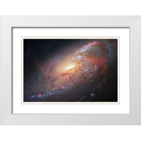 Galaxy M106 White Modern Wood Framed Art Print with Double Matting by NASA