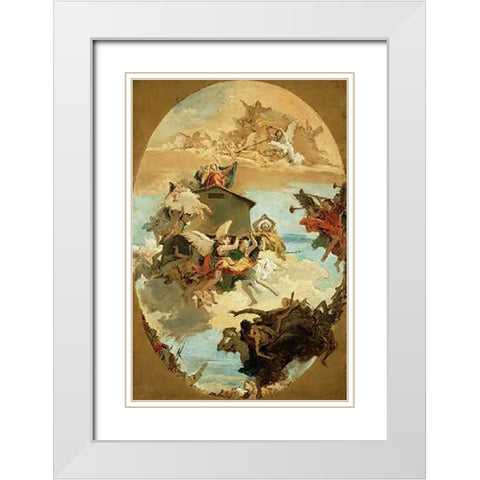 The Miracle of the Holy House of Loreto White Modern Wood Framed Art Print with Double Matting by Tiepolo, Giovanni Battista