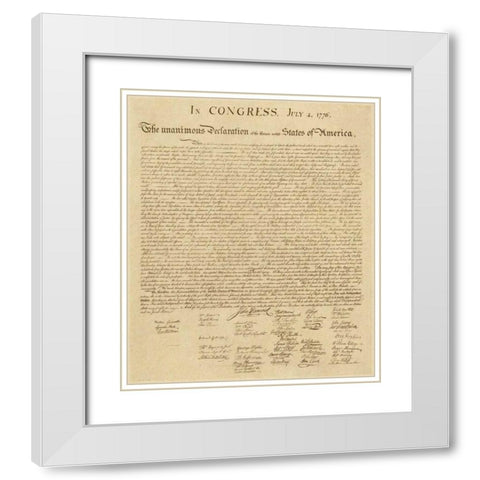 U.S. Declaration of Independence - Decorative Sepia White Modern Wood Framed Art Print with Double Matting by US Government