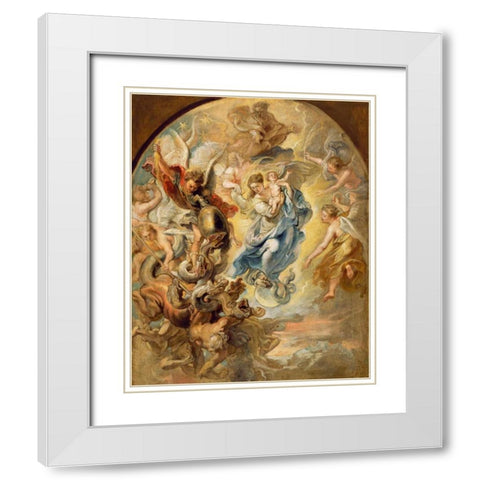 The Virgin as the Woman of the Apocalypse White Modern Wood Framed Art Print with Double Matting by Rubens, Peter Paul