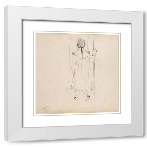 Brothel Scene White Modern Wood Framed Art Print with Double Matting by Degas, Edgar