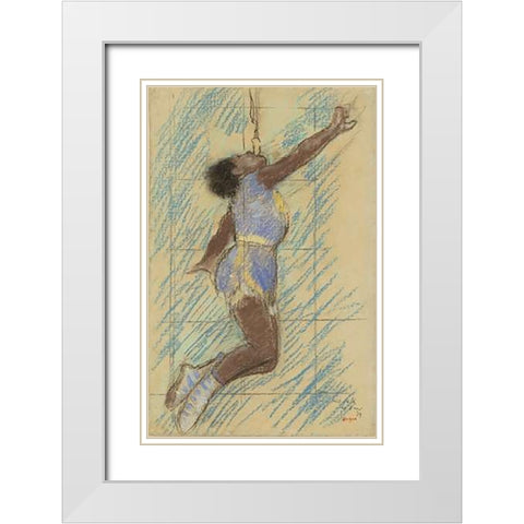 Miss Lala at the Fernando Circus White Modern Wood Framed Art Print with Double Matting by Degas, Edgar