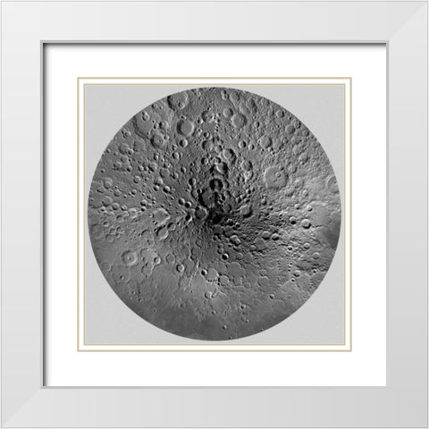 Unmarked Map of the Moon, North Pole White Modern Wood Framed Art Print with Double Matting by US Geological Survey