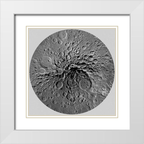 Unmarked Map of the Moon, South Pole White Modern Wood Framed Art Print with Double Matting by US Geological Survey
