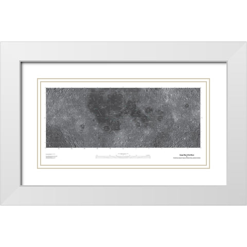 Map of the Moon, Projection White Modern Wood Framed Art Print with Double Matting by United States Geological Survey