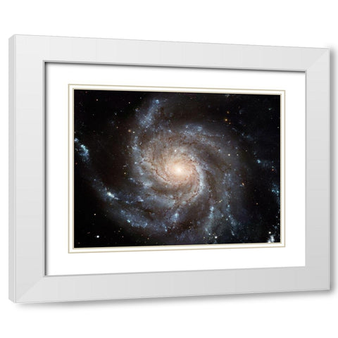 Messier 101 (M101) White Modern Wood Framed Art Print with Double Matting by NASA