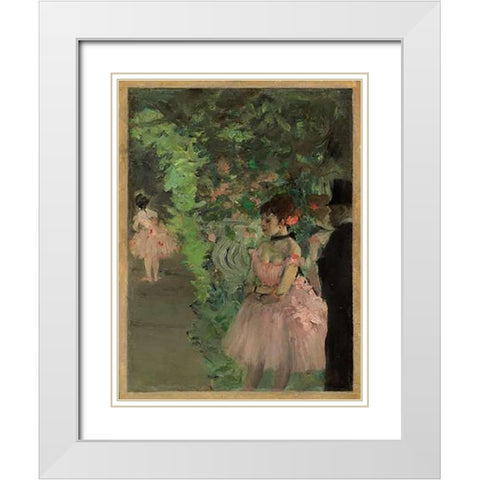 Dancers Backstage, 1876/1883 White Modern Wood Framed Art Print with Double Matting by Degas, Edgar