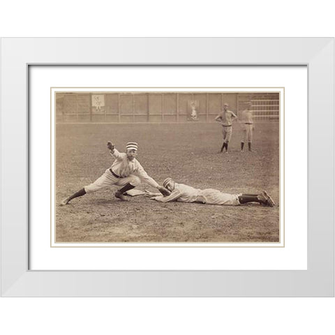 Arthur Irwin And Tommy Mccarthy, Philadelphia Quakers White Modern Wood Framed Art Print with Double Matting by A.G. Spalding Baseball Collection
