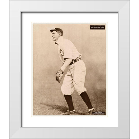 Joe Jackson, Cleveland American League, 1880 White Modern Wood Framed Art Print with Double Matting by Leopold Morse Goulston Baseball Collection,