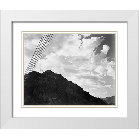Looking Toward Sugarloaf Mountain With Boulder Dam Transmission Lines - National Parks and Monuments White Modern Wood Framed Art Print with Double Matting by Adams, Ansel