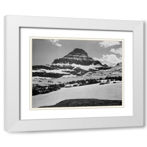 View from Logan Pass, Glacier National Park, Montana - National Parks and Monuments, 1941 White Modern Wood Framed Art Print with Double Matting by Adams, Ansel