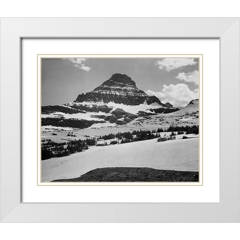 View from Logan Pass, Glacier National Park, Montana - National Parks and Monuments, 1941 White Modern Wood Framed Art Print with Double Matting by Adams, Ansel