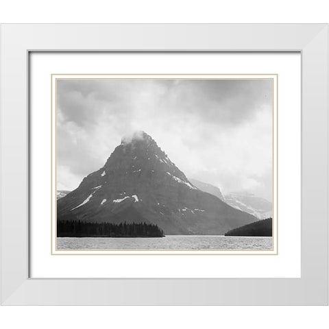 Two Medicine Lake, Glacier National Park, Montana - National Parks and Monuments, 1941 White Modern Wood Framed Art Print with Double Matting by Adams, Ansel