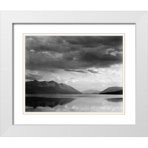 Evening, McDonald Lake, Glacier National Park, Montana - National Parks and Monuments, 1941 White Modern Wood Framed Art Print with Double Matting by Adams, Ansel