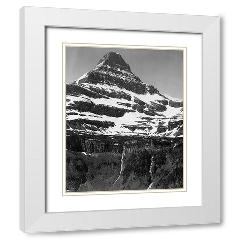 Snow Covered Mountain Glacier National Park, Montana - National Parks and Monuments, 1941 White Modern Wood Framed Art Print with Double Matting by Adams, Ansel