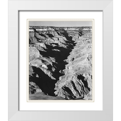 Grand Canyon from South Rim - National Parks and Monuments, 1940 White Modern Wood Framed Art Print with Double Matting by Adams, Ansel