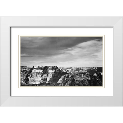 Grand Canyon from North Rim - National Parks and Monuments, 1940 White Modern Wood Framed Art Print with Double Matting by Adams, Ansel