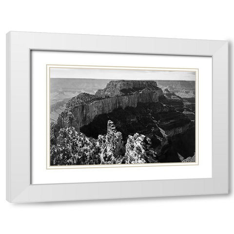Close-in view of curred cliff, Grand Canyon National Park, Arizona, 1941 White Modern Wood Framed Art Print with Double Matting by Adams, Ansel