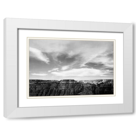 Canyon edge, low horizon, clouded sky, Grand Canyon National Park, Arizona, 1941 White Modern Wood Framed Art Print with Double Matting by Adams, Ansel