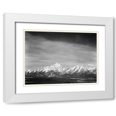 Tetons from Signal Mountain, Grand Teton National Park, Wyoming, 1941 White Modern Wood Framed Art Print with Double Matting by Adams, Ansel